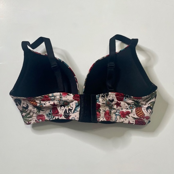 TORRID Curve Mermaid Tattoo Print Push Up Bra‎ Underwire Pin-Up Girl Retro 40DDD - Picture 5 of 13
